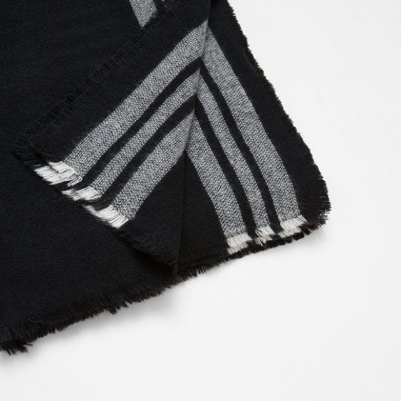 Zara Accessories - Zara Black and White Blanket Striped Square Scarf